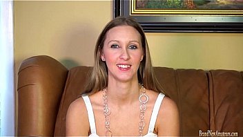 Sweet amateur fingering her pussy on casting couch